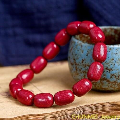 Raw Cinnabar Six Character Mantra Heart Sutra Hand String High Content Cinnabar Handmade Annual Bracelet Male