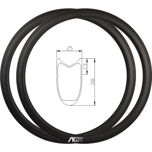 Carbon Rims 700c Tubular 38mm*25mm Road Bike Rim Carbon V Brake 20H / 24H Bicycle Carbon Wheels 700c