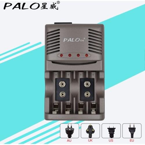 PALO Fast Smart LED battery Charger For AA AAA Rechargeable batteries& NI-MH 9V 6F22 300mah Battery portable universal charger