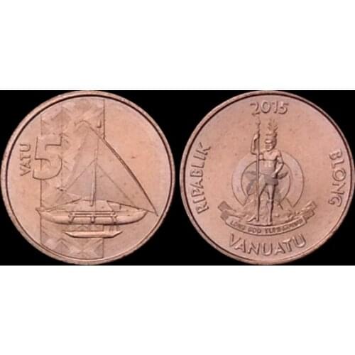 Vanuatu 5 Vatu 2015 Genuine Original Coins 100% Real Issuing Collection Coins Unc