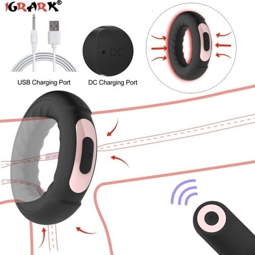 Penis Vibrating Ring Delay Ejaculation Cock Ring Vibrator Clitoris Massager 18 Adult Intimate Sex Toys for Men Male Masturbators