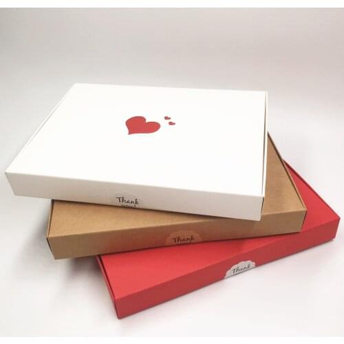 30pcs 20x15x2.5cm High Quality Printed Red Heart Gift Packaging Cardboard Boxes Jewelry/Silk Scraf/Candy/Pizza