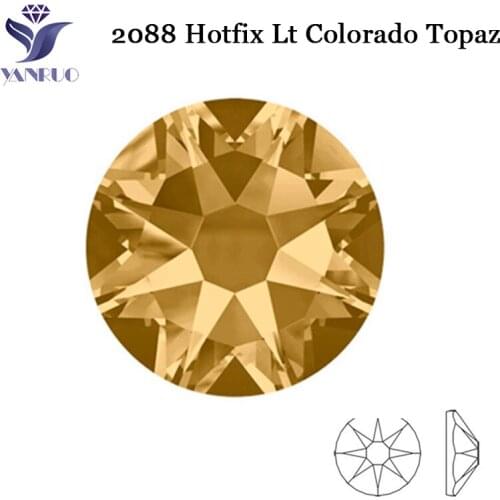 YANRUO 2088HF Light Colorado Topaz Rhinestones For Needlework Crystals Diamond Sewn Rhinestones Crystal Gems For Wedding Dress