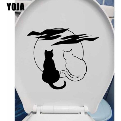 YOJA 23.2X19.7CM Home Bedroom Decor Art Style Cats Moon Toilet Decal Wall Stickers T5-0081