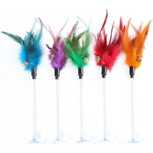 Funny Cat Interactive Toys Kitten Elastic Feather False Mouse Spring Sucker Toys Plastic Cat Playing Toys 1PC Puppy Accessories