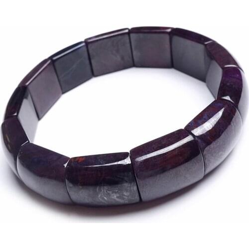 Free Shipping Genuine Natural Purple Stone Women Fashion Rectangle Beads Jewelry Stretch Charm Sugilite Bangle Bracelet