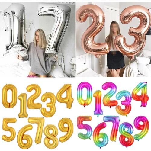 1pc 40inch Number Balloons Baby Shower for Kids Rose Gold Helium Balloon Adult Celebration Birthday Party Decorations Favors