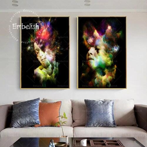 1 Pieces Creative Abstract Woman Face Modern Home Decor Wall Art Pictures HD Canvas Oil Paintings For Living Room Bedroom Poster
