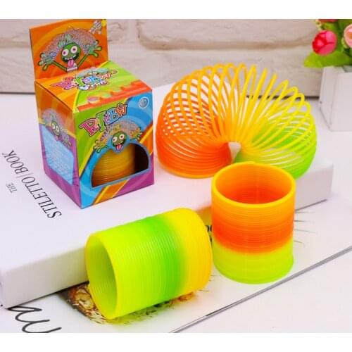 1pcs Rainbow Circle Funny Toys Early Development Educational Folding Plastic Spring Coil Childrens Creative Magical Toys