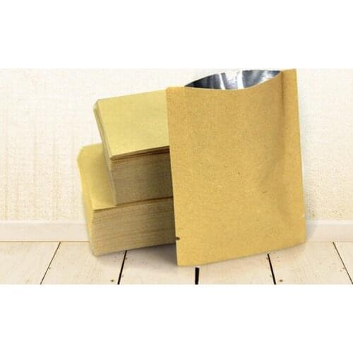 100pcs 10 Size Flat kraft paper bag with aluminum inside heat seal bag Candy dried nuts food tea DIY gift packaging bag