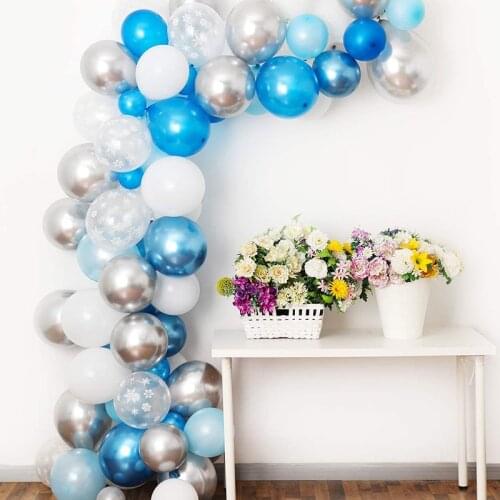 98Pcs Snowflake Winter Freeze Balloon Garland Arch Kit Elsa Ice Princess Balloons For Christmas Party Birthday Baby Show Decor