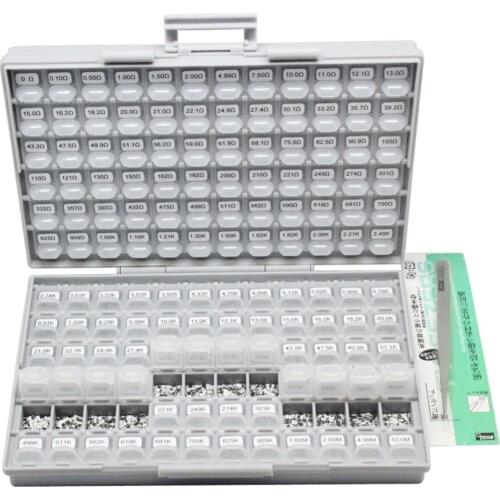 AideTek SMD SMT1206 1% resistor kit E96 assorted 14400pcs BOX-ALL10Mresistor storage box plastic part box lablesR12E24100