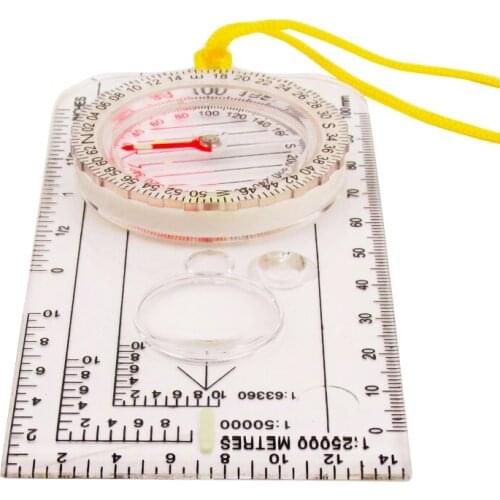 Acrylic Multifunctional Mini Ruler Accurate Map Scale Compass Outdoor Climbing Camping Survival Tools Navigation Map Ruler