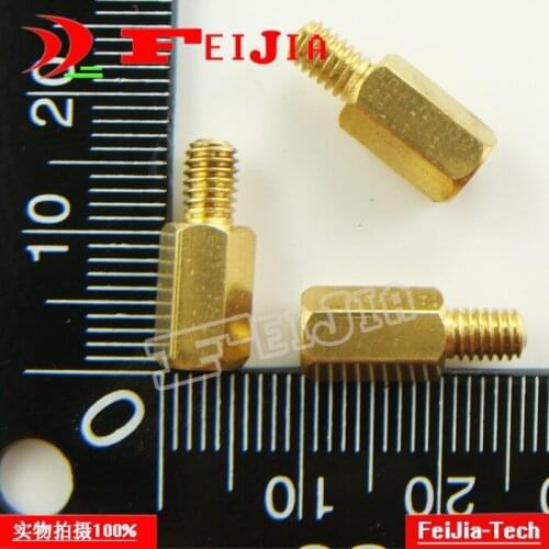 Free shipping 50PCS/LOT M4*10+6mm single head hexagonal copper pillars interval columns Hardware Fasteners Bolts