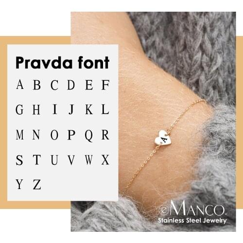 EManco Custom Alphabet Bracelet heart Female 316L Stainless Steel Gold Charm Bracelets Charm Friendship Bracelets for girl Jewel