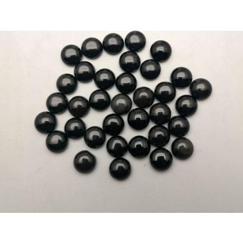 Black stone 8MM good quality natural stone round charm cabochon bead for jewelry making Ring accessories 50Pcs/lot Wholesale