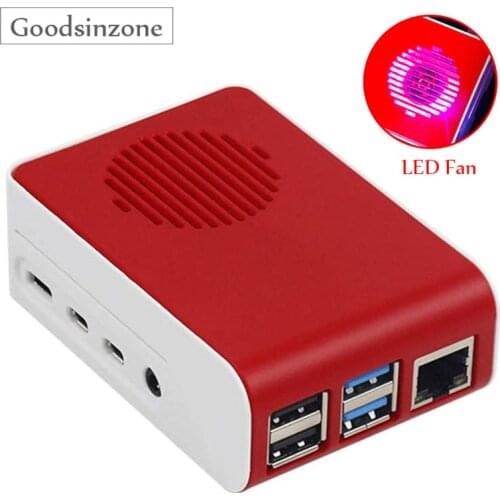 Raspberry Pi 4 Model B LED Case with Fan Kit Raspberry pi White and Red Case
