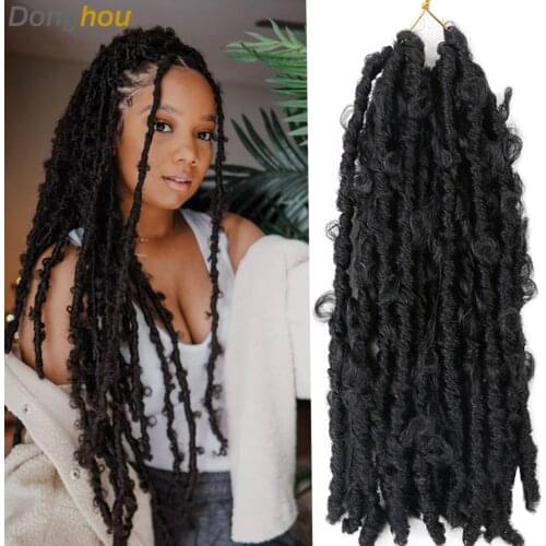 18 24 Inch Long Distressed Butterfly locs Crochet Hair 1-9 Packs Supper Soft Butterfly Hair Pre Looped Natural Synthetic Hair