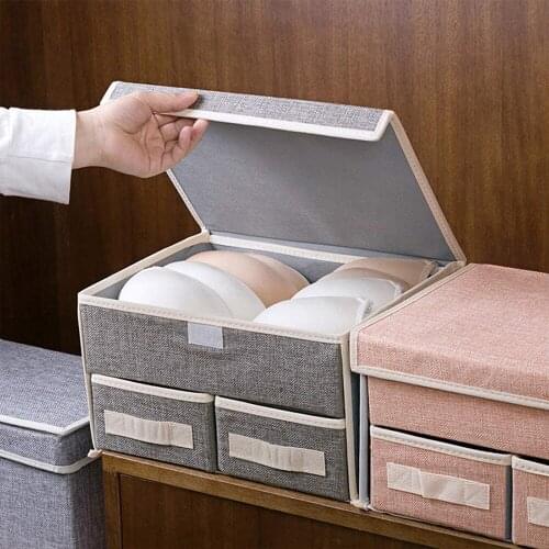 Double Layer Storage Box Non Woven Foldable Socks Underwear Ties Sundries Drawer Storage Basket Desktop Organizer Home Decor