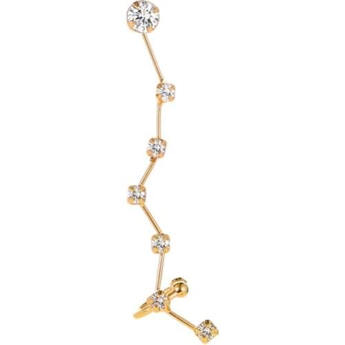 Delicate One Earring Seven Bling Clear Crystals Golden White Alloy Drop Earrings Dangle Earrings For Women