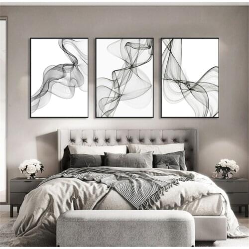 Nordic Black White art wall art Canvas Painting posters Prints Abstract line Picture for Living Room Morden Home Decor No Frame