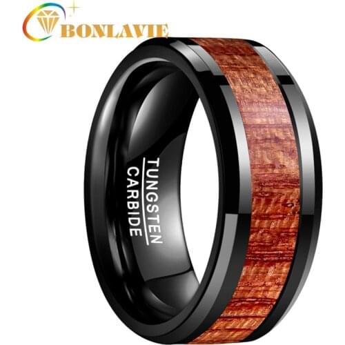 8mm Black Polished Inlaid Artichoke Plane Oblique Tungsten Carbide Ring Fashion Wedding Jewelry Best Gift