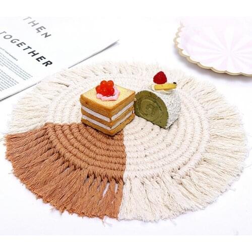 Cup Mat Eco-friendly Tassel Design Cotton Rope Heat Insulated Cup Coaster for Home