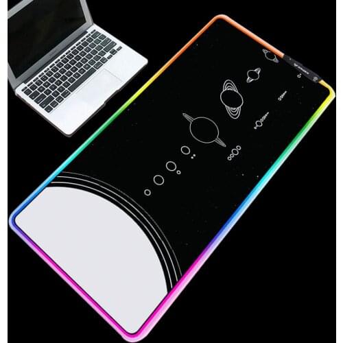 Mousepad XXL Black Background White Moon Pattern Printed Laptop Computer PC Mouse Pads Comfortable Non-slip Mice Mats for Gamer