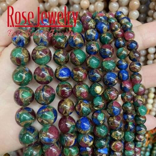 Round Natural Mix Color Cloisonne Beads Loose Stone Beads For Jewelry Making DIY Bracelets Necklace Accessories 15'' 6/8/10/12mm