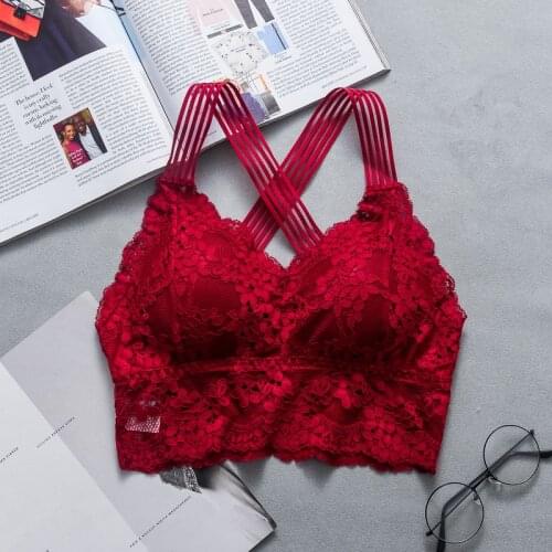 1PC Lace Bra Fashion Casual Women Lady Lace Strap Bras Tops Tub Wrap Woman Underwear Cross Beauty Back Tank Tops