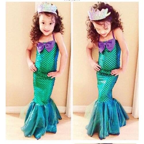 Cute vestido Toddler Kids Ariel Sequin Mermaid Dress Girl Princess Dress Fancy Party Cosplay Costume disfraz Outfits 3-12Y