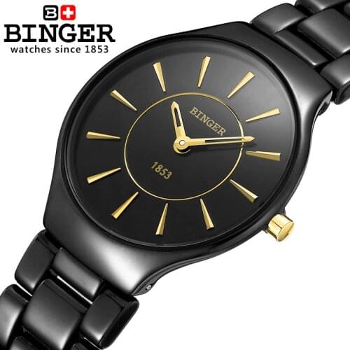 Fashion Lovers Style Switzerland Binger Ceramic Quartz Watch Women luxury brand Female Wristwatches Waterproof Clock B8006-2