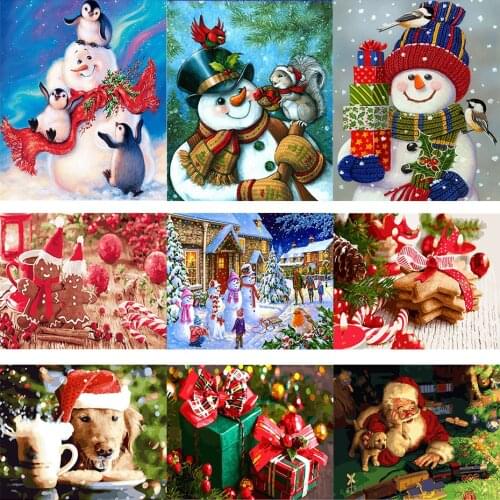 FSBCGT DIY Digital Oil Painting Paint By Numbers Christmas Birthday Unique Gift Santa Claus and Christmas Tree 75x60 cm