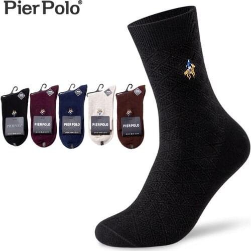 PIER POLO High Quality New Socks Mens Business Casual Cotton Socks Embroidery Autumn Winter Mens Socks Wholesale