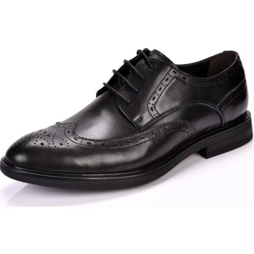 2021 New Men Dress Shoes Genuine Leather Male Oxford Italian Classic Vintage Lace-up Mens Brogue Shoes Oxford