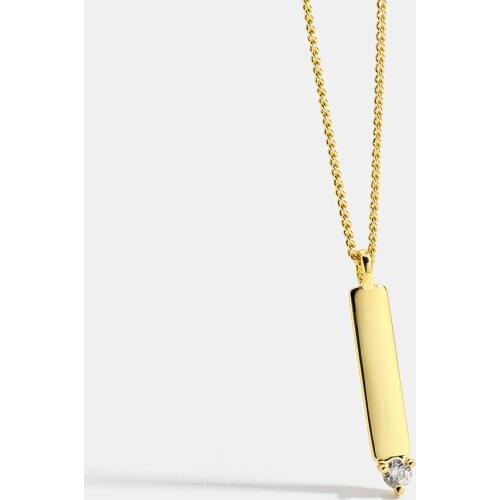 Crystal Bar Necklace For Women High Polished Brass Vertical Pandant Necklaces Gift For Her New Arrivial 2021 Wholesale 10pcs/lot