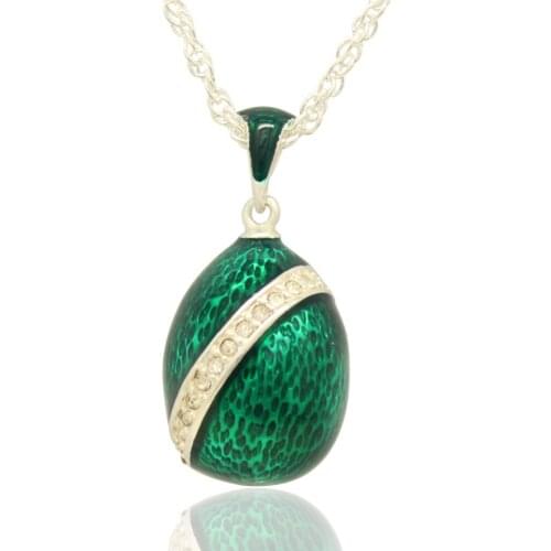 Suitable for all brand hand-made green glaze Easter egg pendant necklace womens jewelry gifts