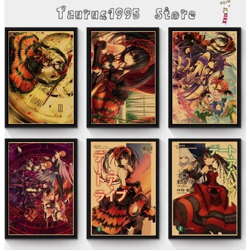New Date A Live Poster Home Decor Kraft Paper Poster Japan Anime Wall Scroll Poster Kids Room Bedroom Wall Sticker