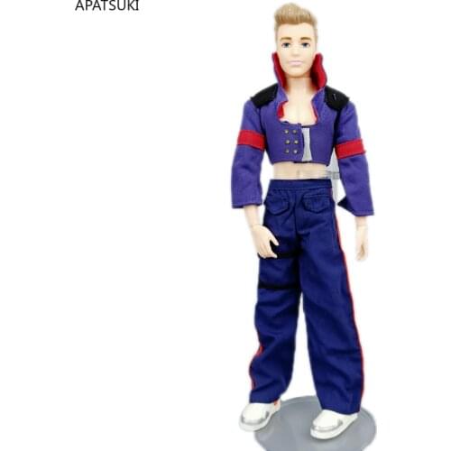 Purple 1/6 Boy Doll Clothes For Ken Doll Outfits Coat & Overalls Trousers Pants For Barbie Boyfriend Ken Prince Male Boy Dolls