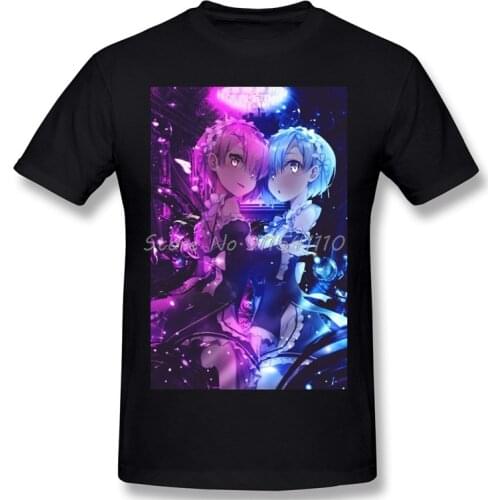 Rem And Ram Tops Clothes Oversize Design Re zero Subaru Natsuki Anime Cotton Men T-Shirt