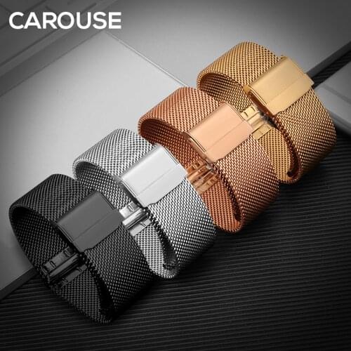 Carouse Milanese Stainless Steel Watch Strap Band 12/13/14/16/17 18mm 19mm 20mm 22mm Watchband for Samsung Galaxy Watch 42/46mm