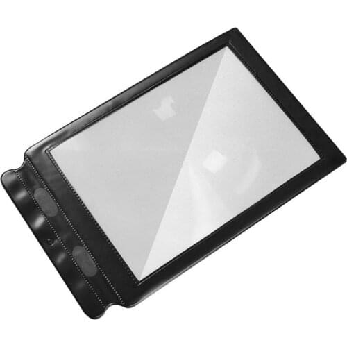 Hand held black frame PVC bendable drop proof A4 reading portable ultra thin 3 times card full page magnifier
