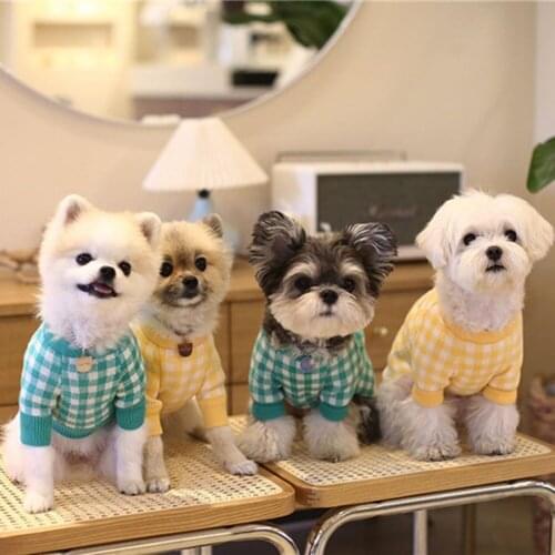 S-3XL Pet Dog Cat Winter Plaids Sweater Cold Weather Clothes Thickening Cute Autumn Knitting Outfit with Funny Face Pet Apparel