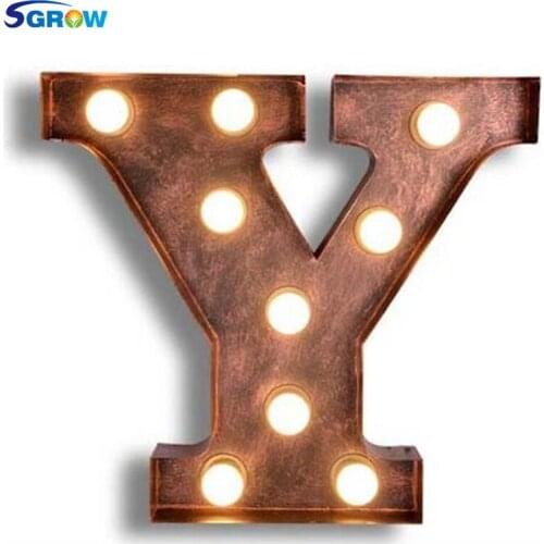 SGROW Metal Letter Y Wall Lamp Light for Bedroom Living Room Art Lampara Industrial Creative Lights Logo Y Iron Billboard Lamps