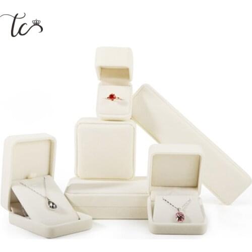 High Quality Beige Velvet Jewelry Box Ring container Necklace holder Earrings Pendant Storage Box