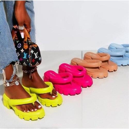 Ladies Thick-soled Heighten Slippers Fashion Casual High Heels Outdoor Beach Sandals Summer Flip-Flops Womens Shoes Multicolor