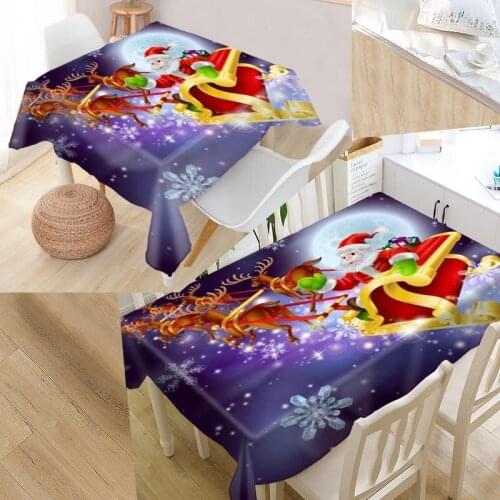 Santa Claus Custom Table Cloth Oxford Fabric Rectangular Waterproof Oilproof Table Cover Family Party Tablecloth