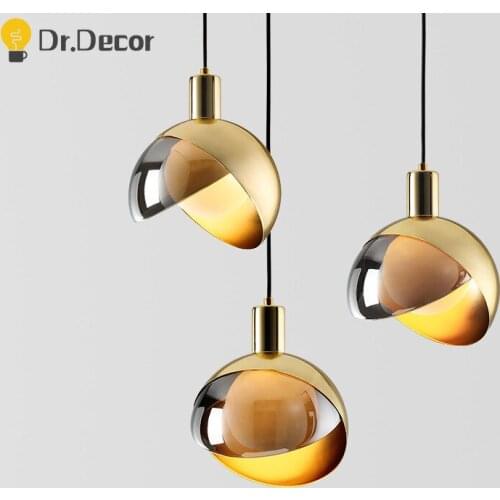 Modern Lustre LED Pendant Lights Nordic Bedroom Bedside Lamp Metal Glass Ball Kitchen Hanging Lamp Home Decor Lighting Fxitures