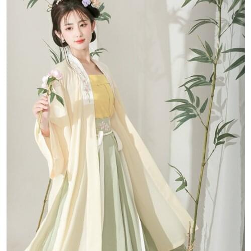 Ancient Traditional Chinese Women Elegant Hanfu Dress Fairy Embroidery Stage Folk Dance Costume Retro Tang Dynasty 3 Piece Sets
