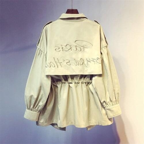 Korean Embroidery Ladies Trench Coat 2020 Spring Autumn Fashion New White Womens Windbreakers Loose Casual Thin Outerwear Women